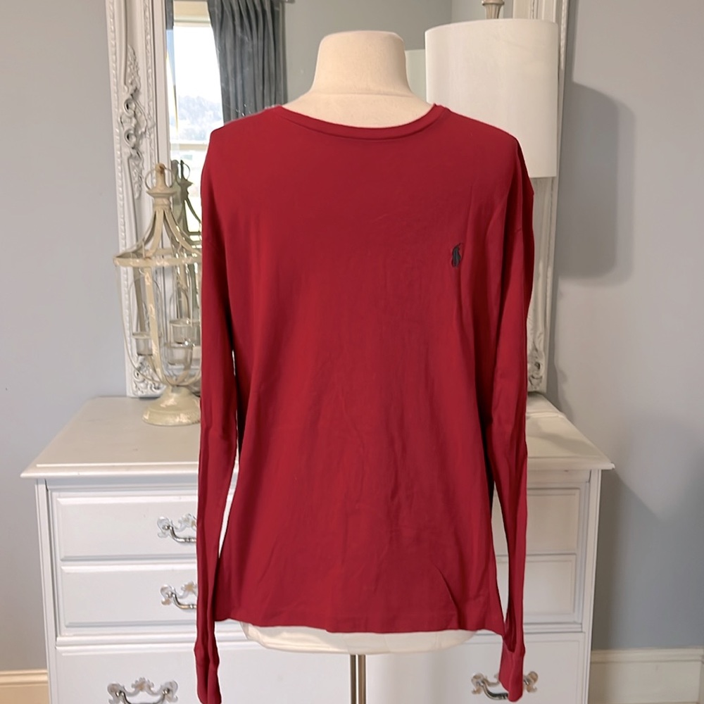 Ralph Lauren Polo Cotton Shirt Long Sleeve Deep Red Mens Small